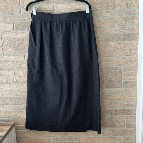 Escada Vintage Wrap Wool Midi Charcoal Gray Skirt Medium Weight Size 40(M/L) - Picture 6 of 11